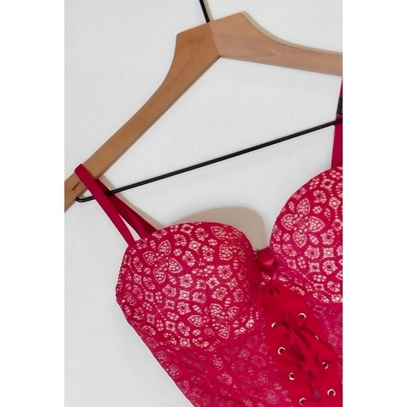NWT!! VICTORIA’S SECRET Padded Demi-Buste Cousinne Longline Lace Bra 32D - Picture 4 of 16